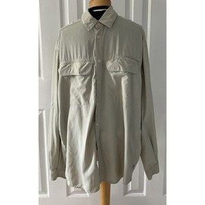 REI Vented Shirt Men XL Beige Button Down Long Sleeve UPF 50 Pockets Fishing